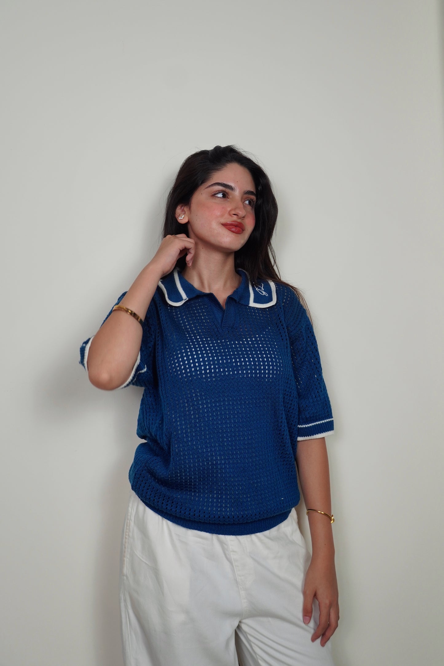 The GenZuine Polo – Petrol Blue Textured Mesh Knit