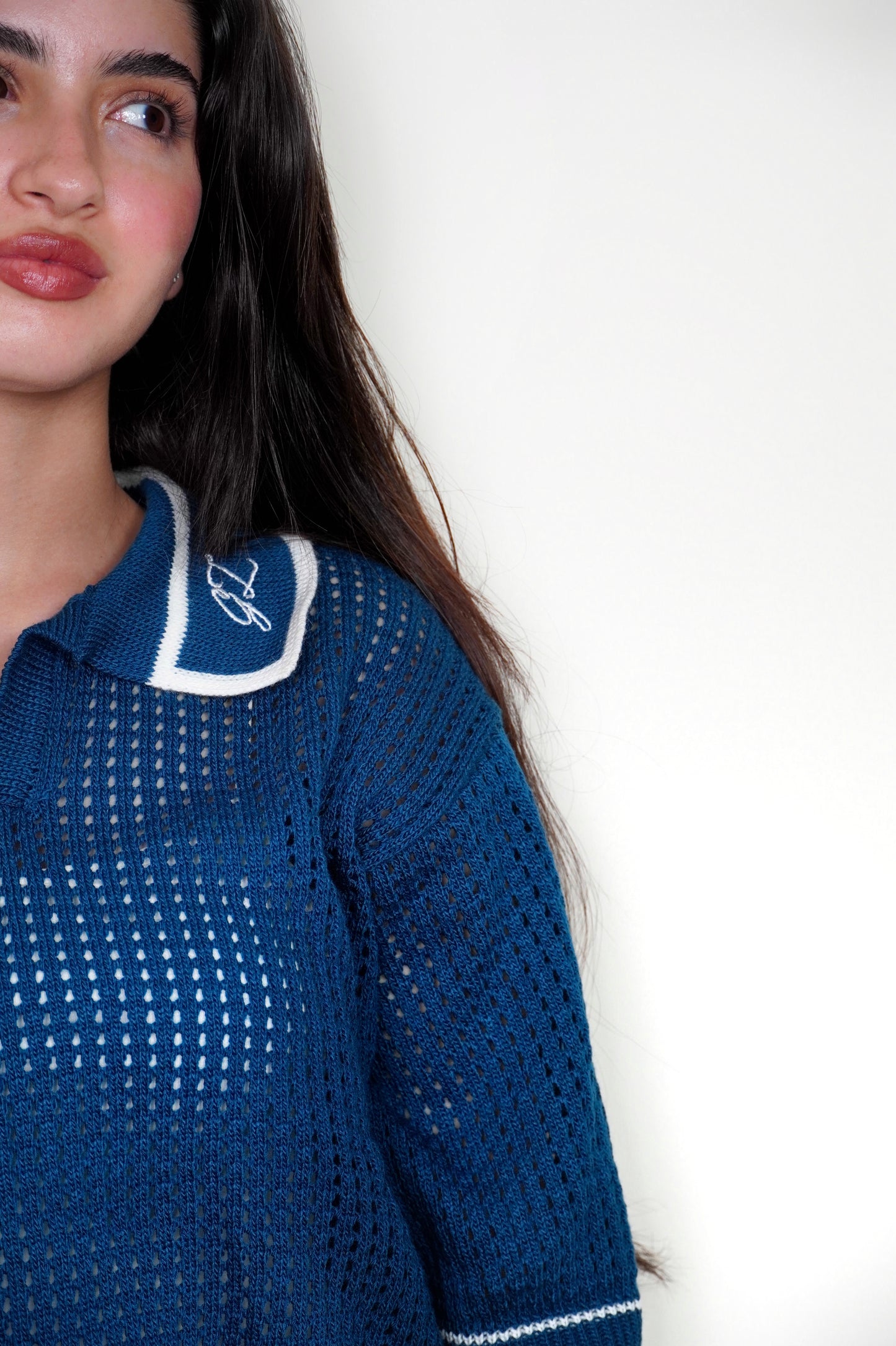 The GenZuine Polo – Petrol Blue Textured Mesh Knit
