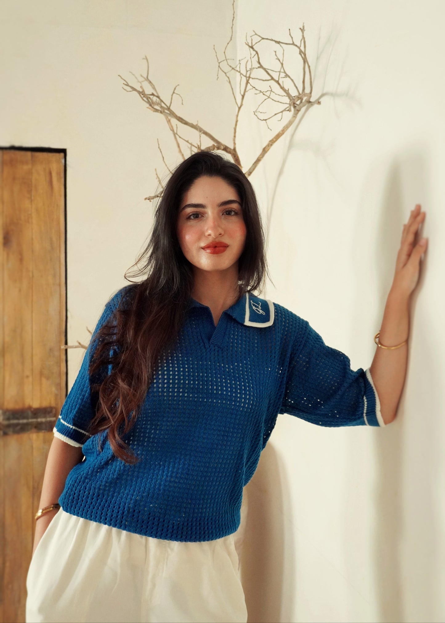 The GenZuine Polo – Petrol Blue Textured Mesh Knit