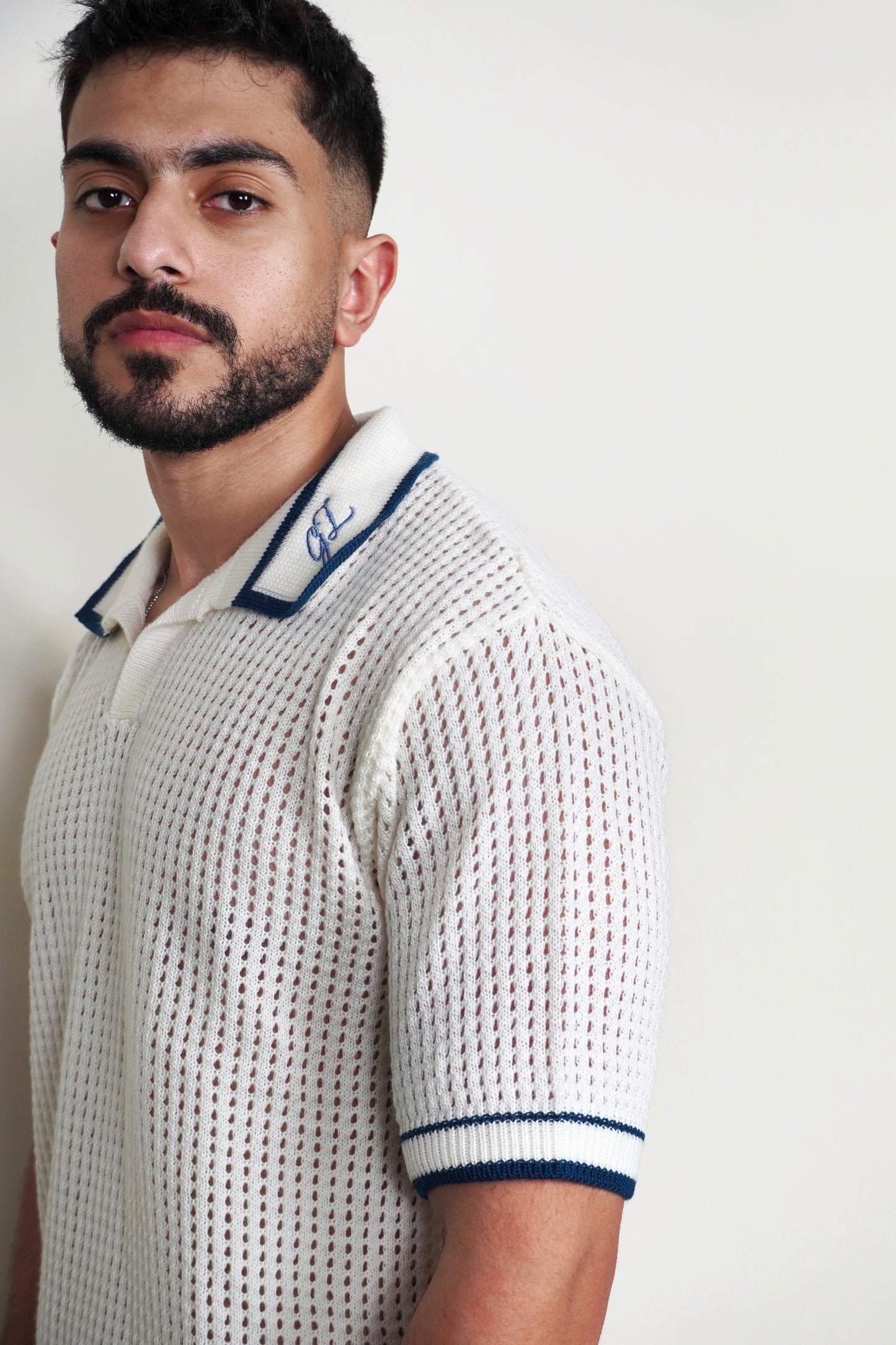 The GenZuine Polo - Off-White Textured Mesh Knit
